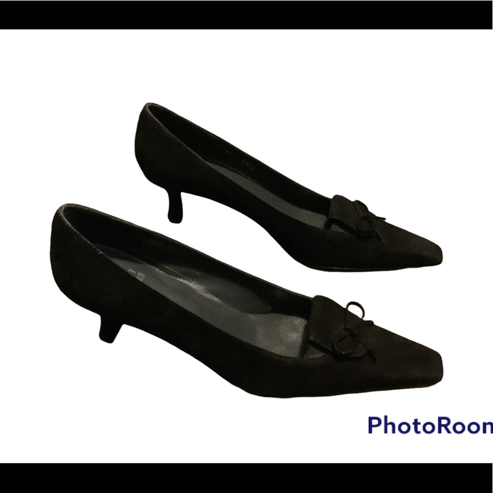Stuart Weitzman Suede Heels Vintage Black Size 6.5 SS